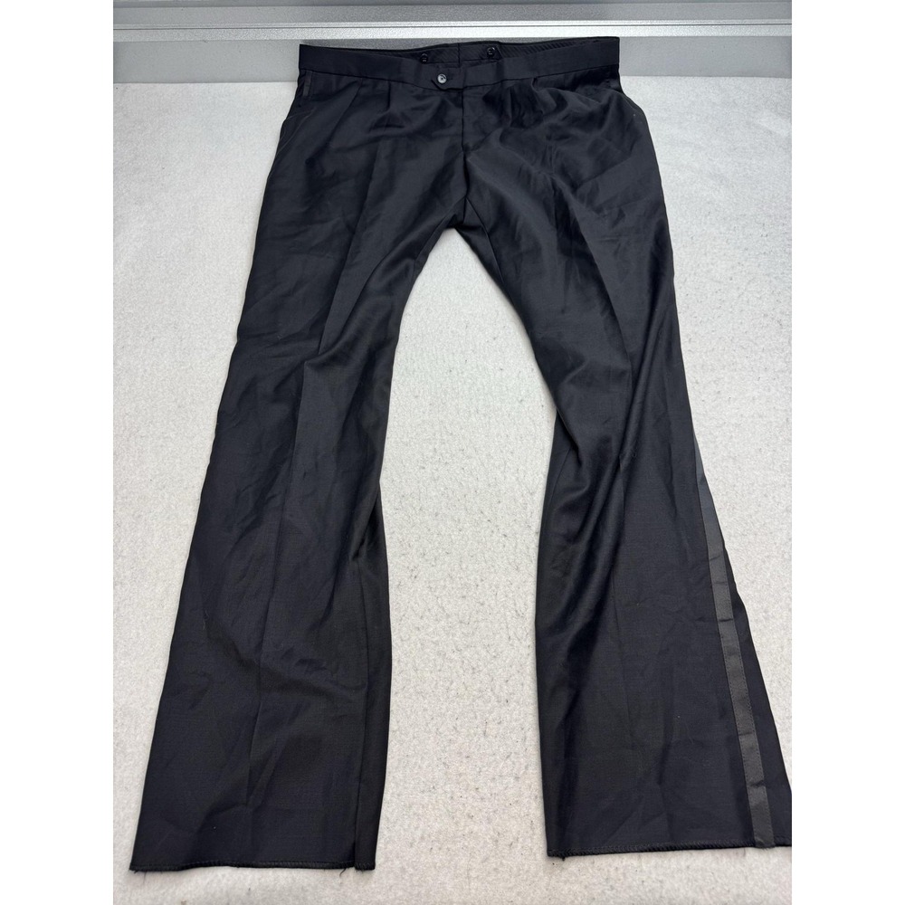 Lauren Ralph Lauren Suit Pants Mens 44x37 Black Wool Tuxedo Stripe Classic Fit